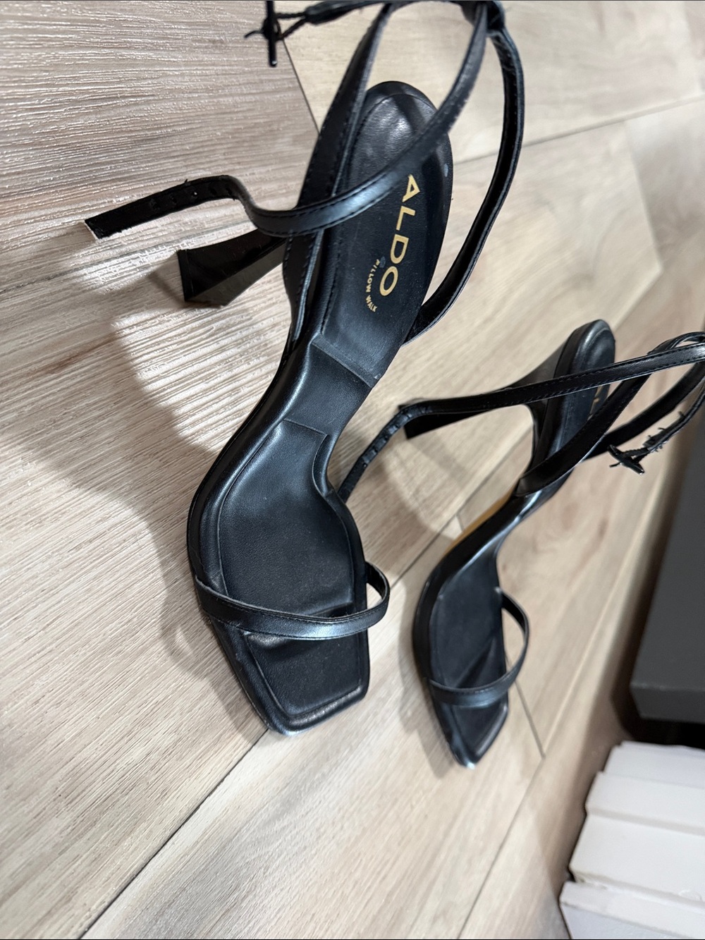 ALDO Black Square-Toe Strappy High Heel Sandals - Picture 5 of 5